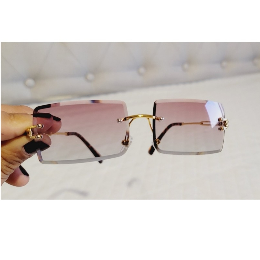 Rimless ombre pink sunglasses - Picture 4 of 11